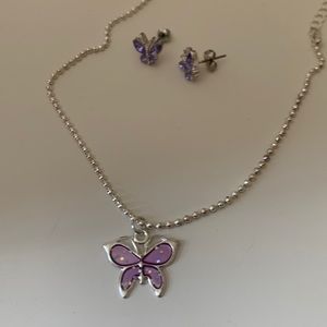 Butterfly earrings and necklace